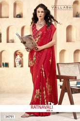 Vallabhi Prints Collection sarees feature elegant floral patterns crafted on Moss Georgette Fabric